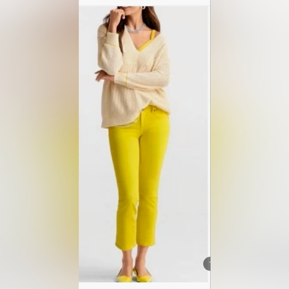 CAbi Denim - Cabi Kick Back Kick Flare Crop Yellow Jeans Sz 2 NWOT *S